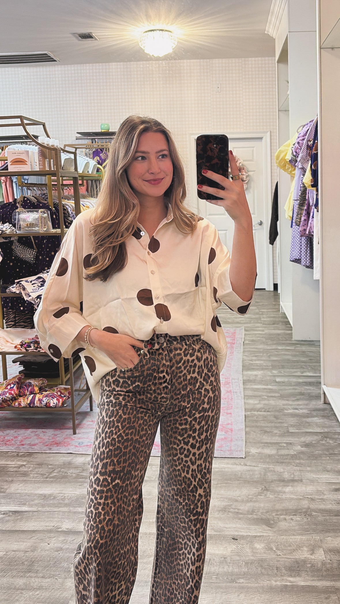 Sunday Morning Polka Dot Collared Top - Cream