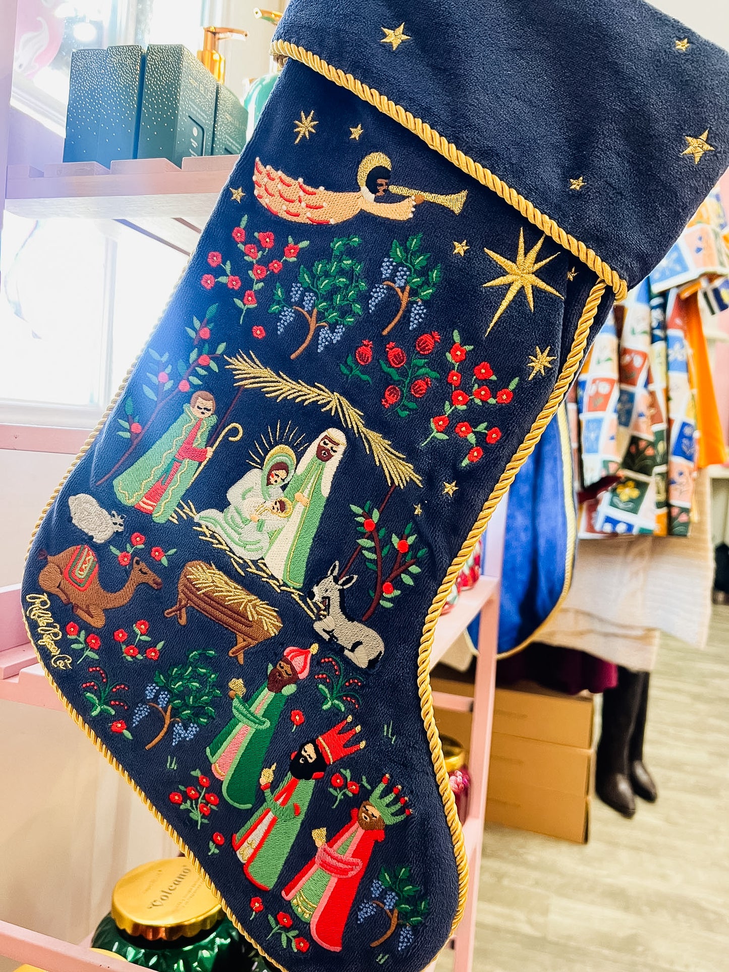 Rifle Paper Co. Nativity Embroidered Stocking