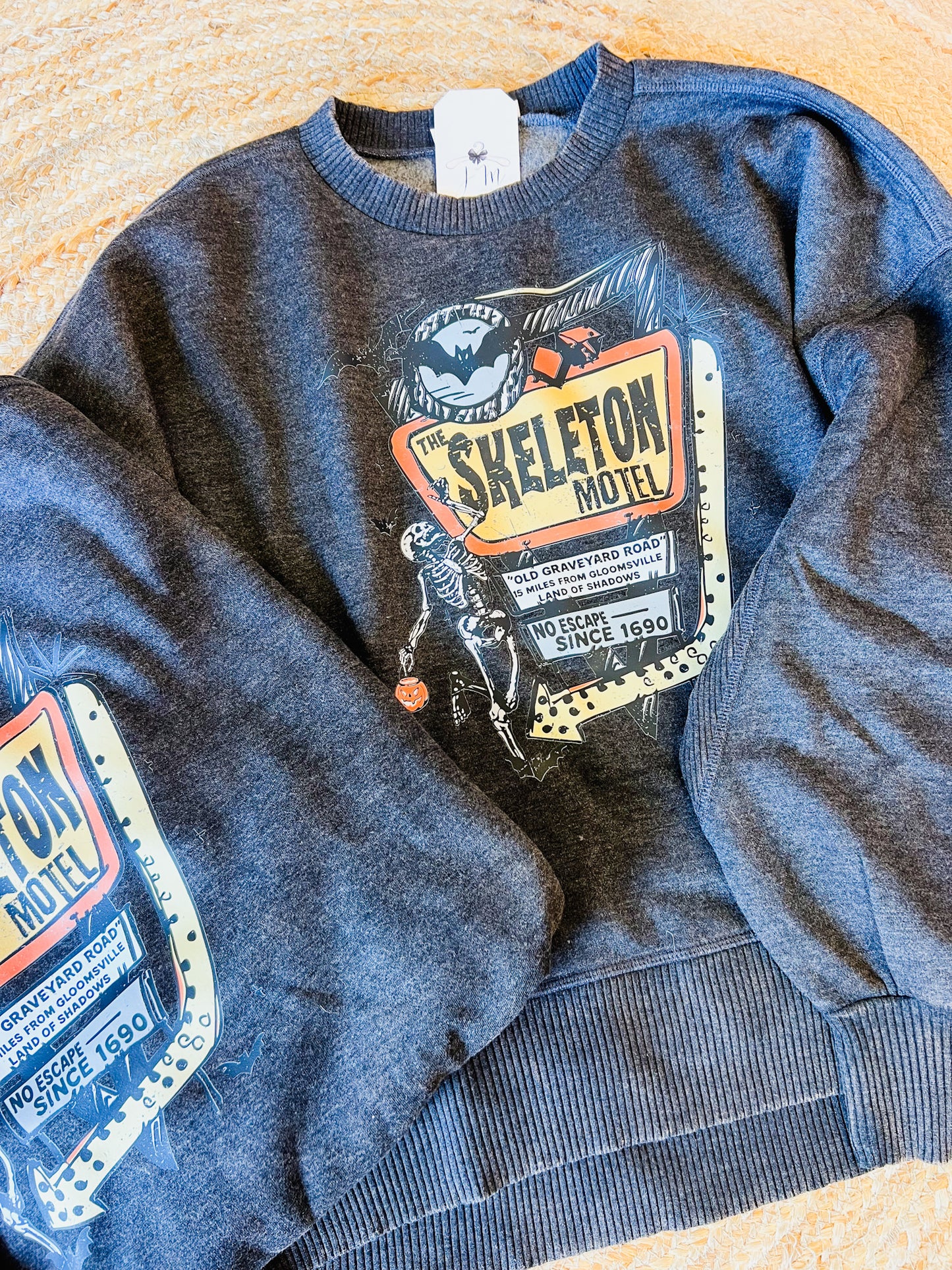 The Skeleton Motel Acid Washed Oversized Sweatshirt - Black