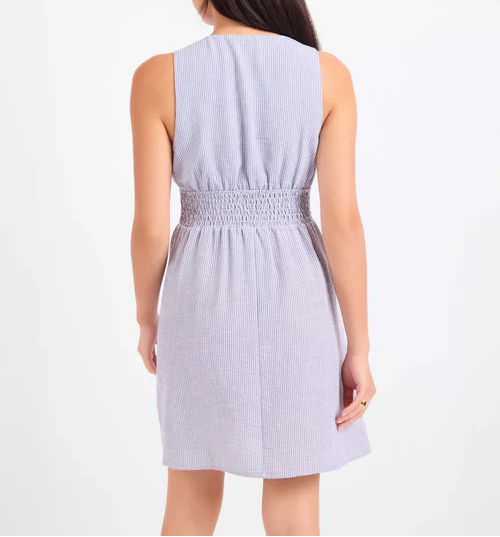 Garden Sun Tie Mini Dress - Blue