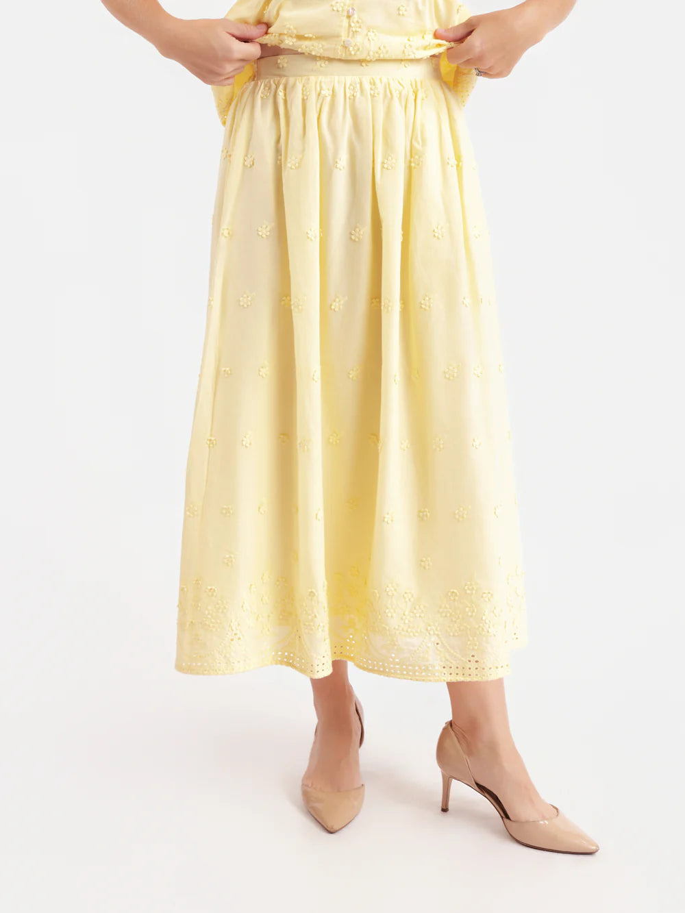 Beachglass Embroidered Maxi Skirt - Yellow