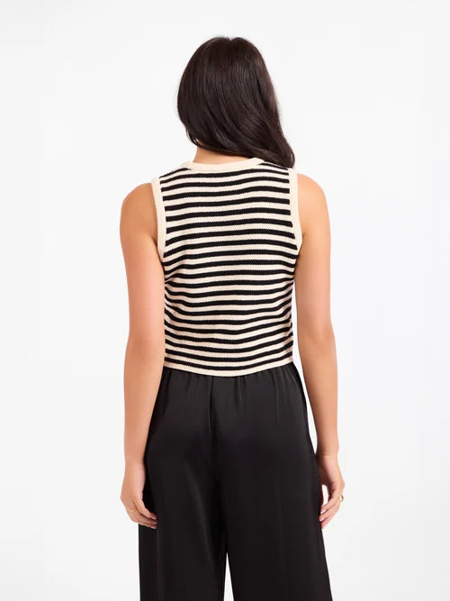 Manon Stripe Sweater Vest - Ivory/Black