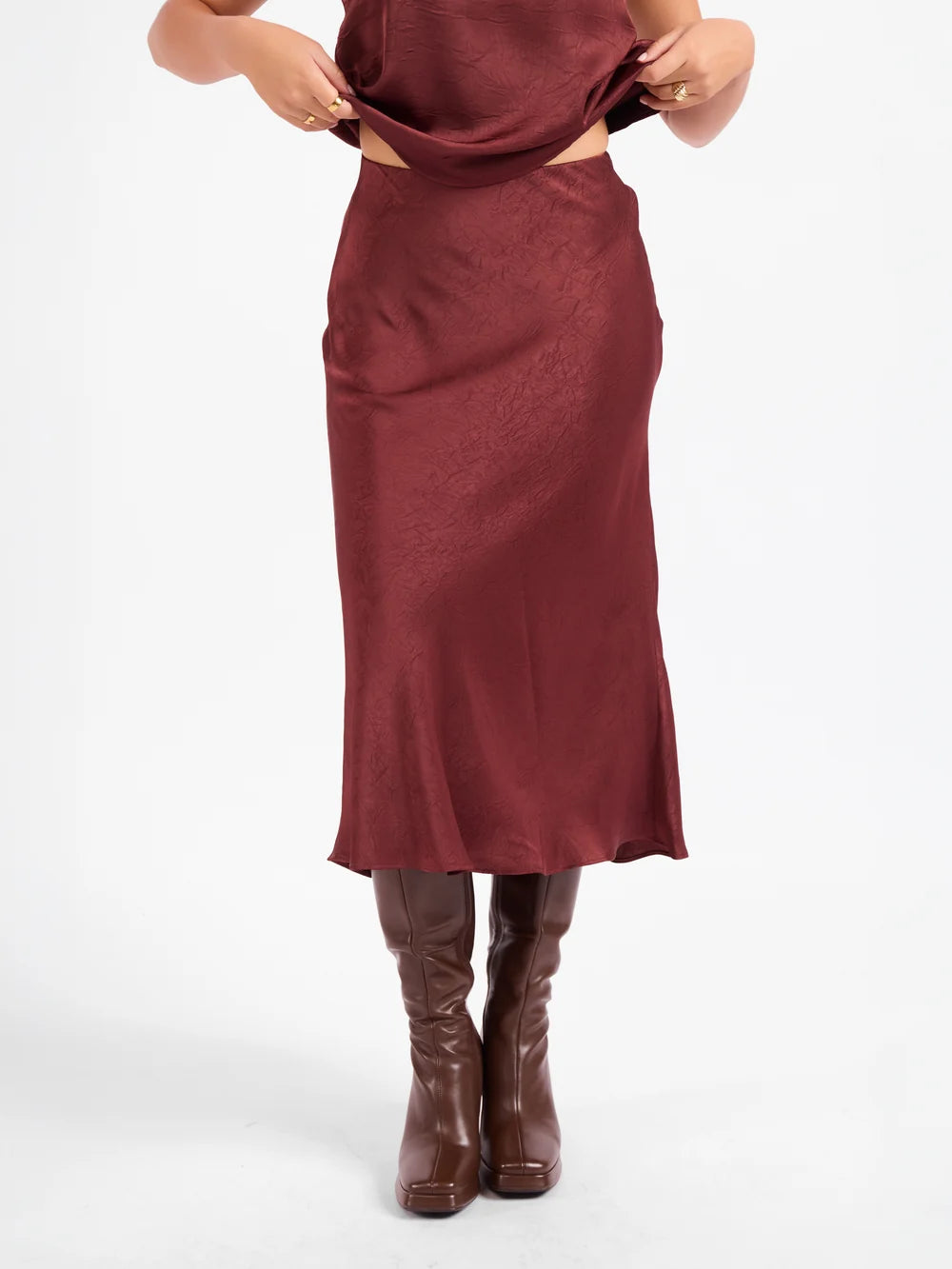 Ceremony Midi Skirt - Dark Wine