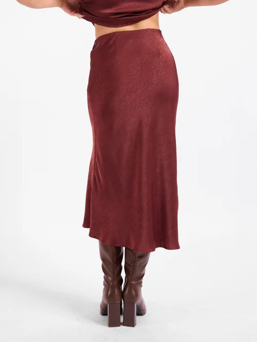 Ceremony Midi Skirt - Dark Wine