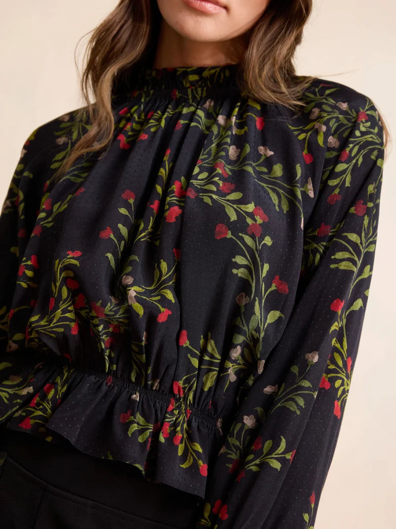 Girls Gathering Poet Blouse - Black Multi