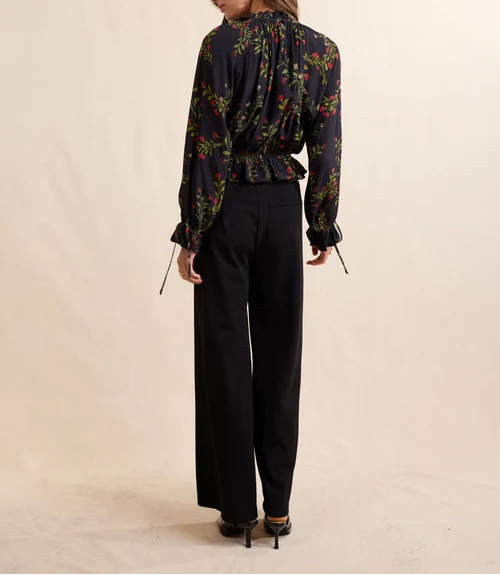 Girls Gathering Poet Blouse - Black Multi