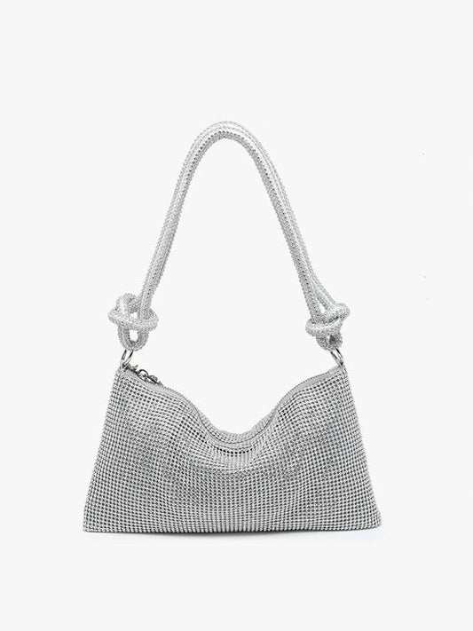 Jennu Astrid Rhinestone Shoulder Bag - Silver