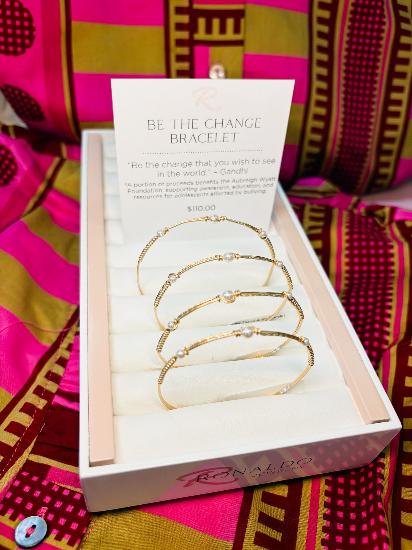 Be The Change Bracelet - 14K Gold Artist Wire / Crystal Pearl