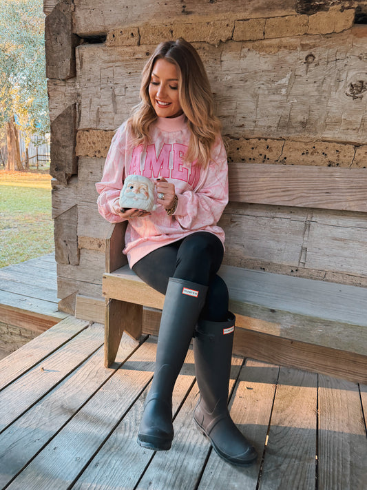 AMEN Camo Mock Neck Baggy Sweatshirt - Pink