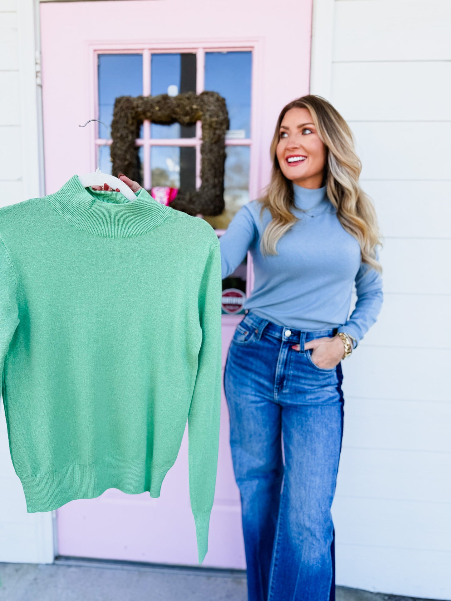 Anything But Basic Mock Neck Sweater - Mint