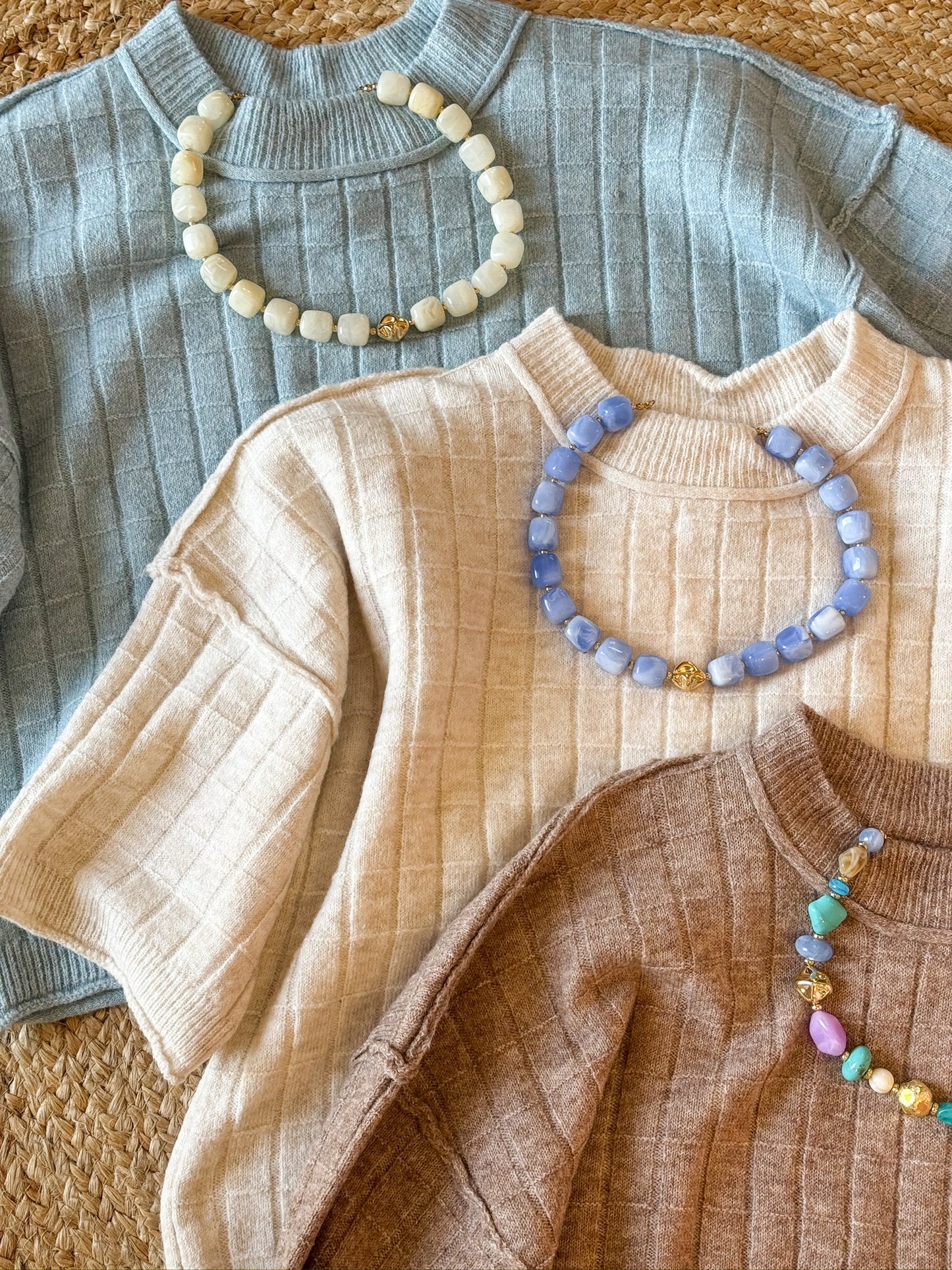Main Event Cropped Ribbed Sweater - Blue