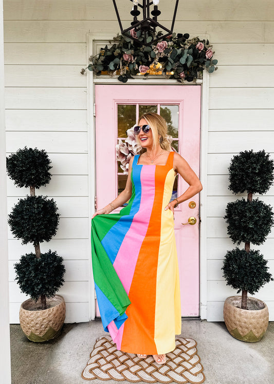 Colorblock Stripe Maxi Dress