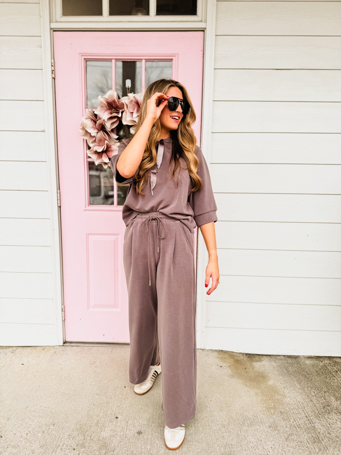 On To The Next Wide-Leg Drawstring Pants - Mocha