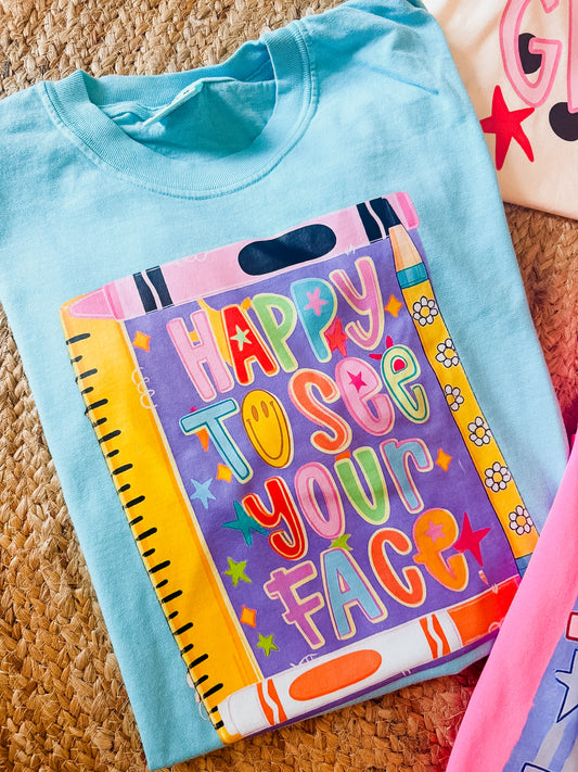 Happy To See Your Face Graphic Tee - Lagoon
