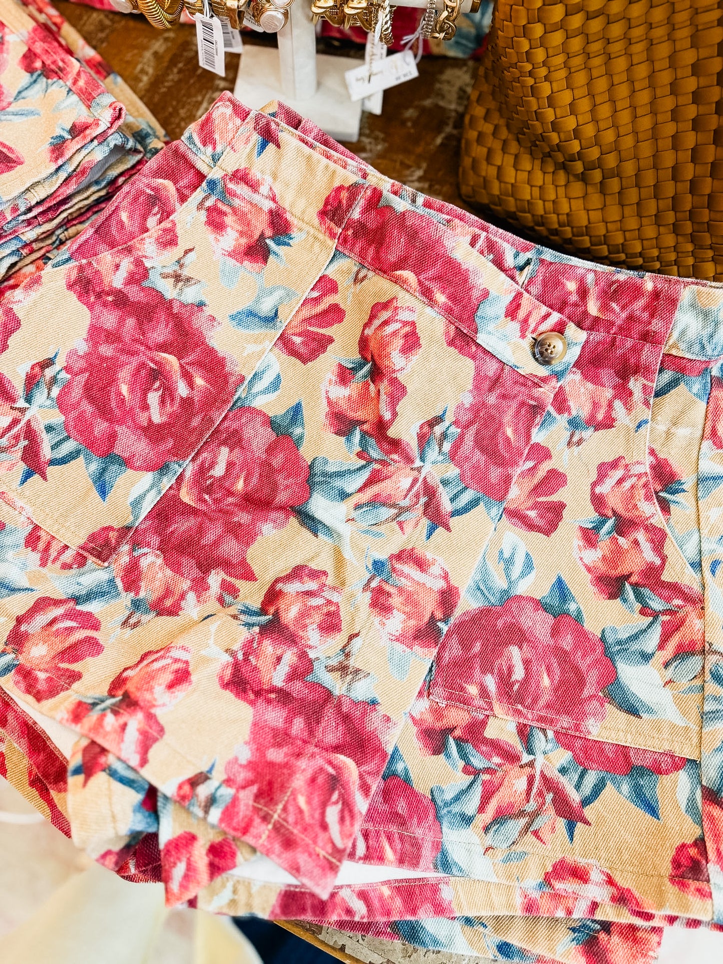 Big Dreams Floral Print Wrap Skort - Camel