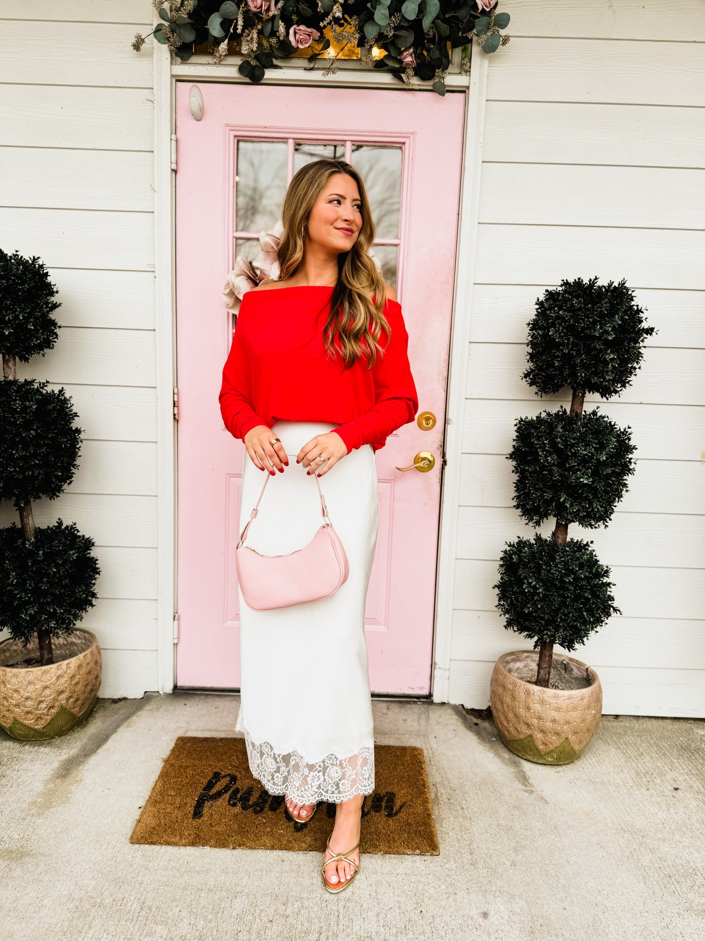 The Anywhere Off Shoulder Top - Red