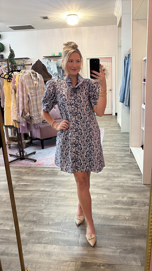 Trendy Setter Floral Mini Dress - Midnight