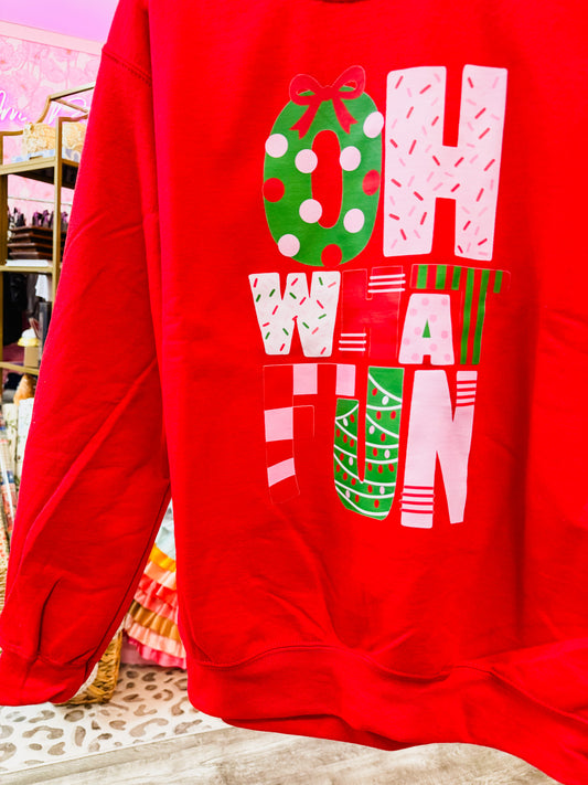 Oh What Fun Sweatshirt - Cherry Red