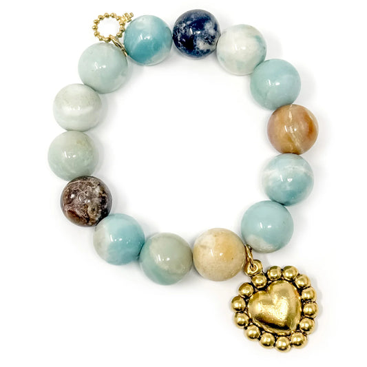 Amazonite with Gold Puffy Heart