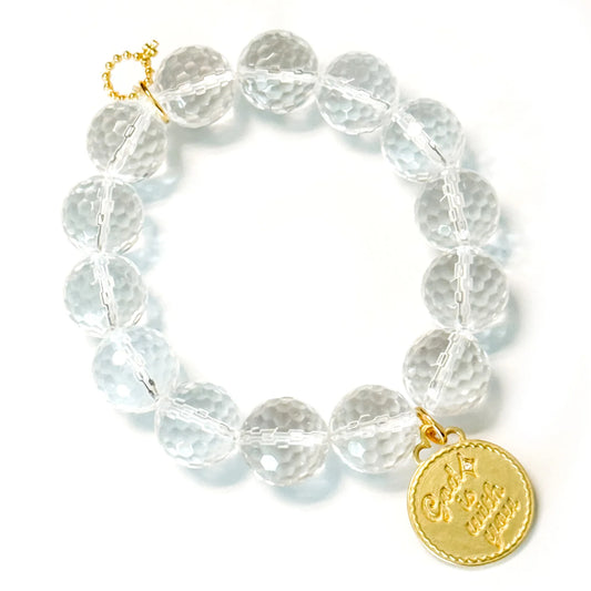 Faceted Clear Quartz with Gold God is with You
