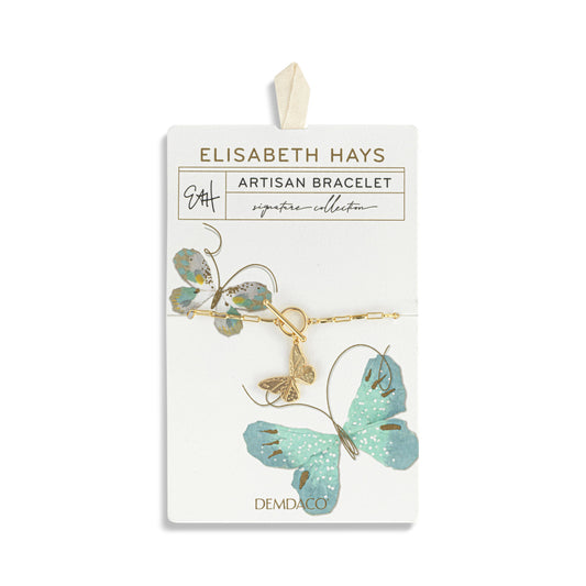 Butterfly Toggle Gold Bracelet - 6.5in