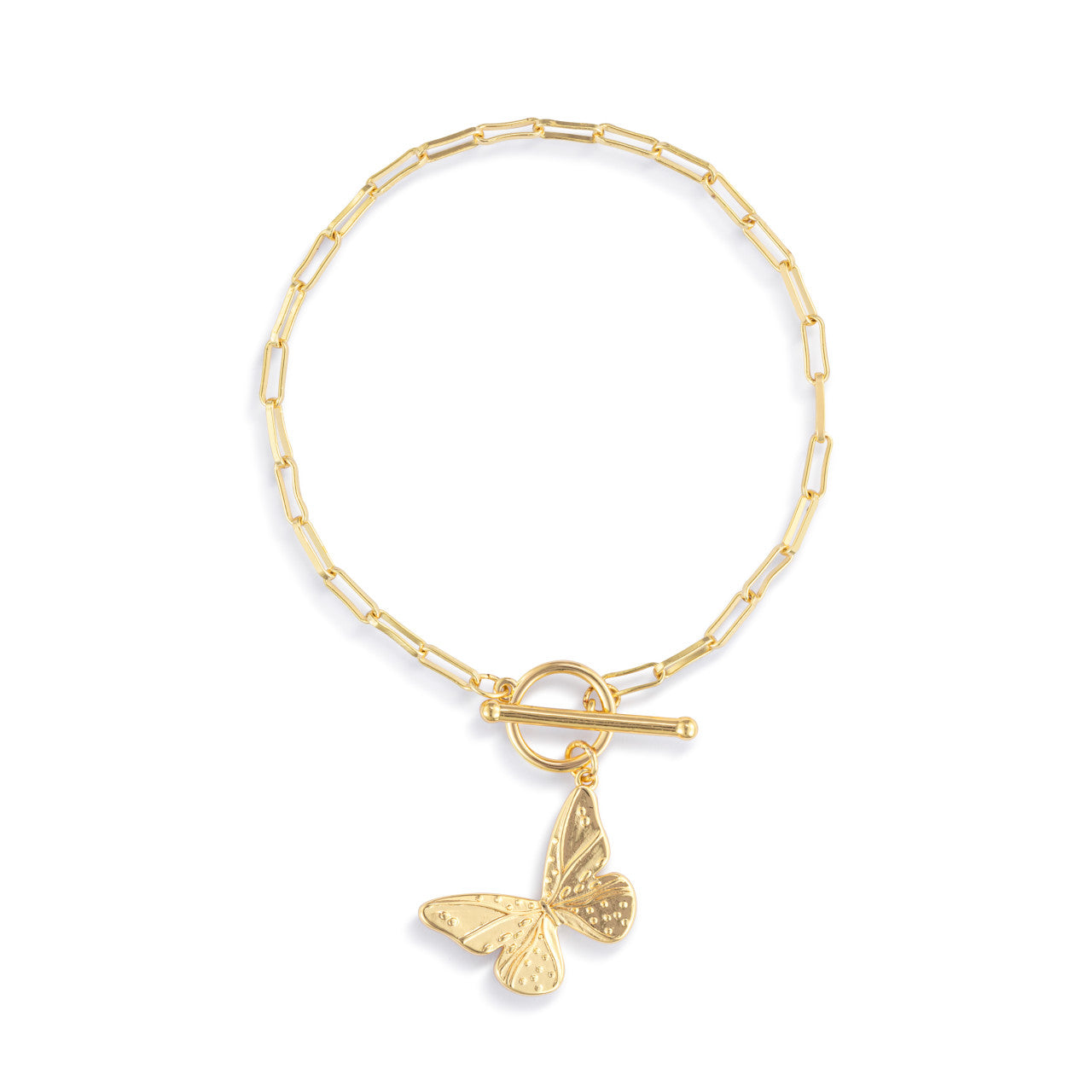 Butterfly Toggle Gold Bracelet - 6.5in