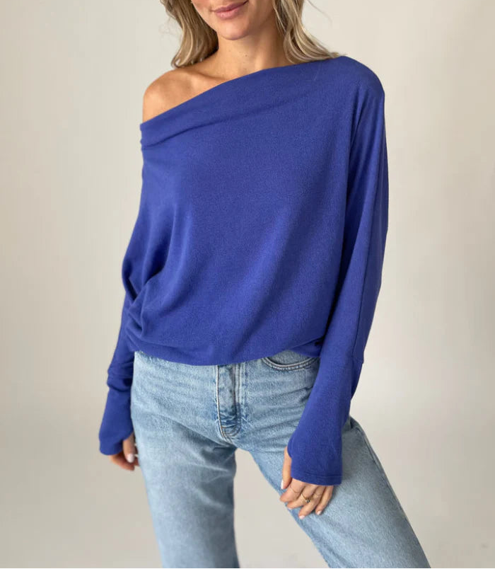 The Anywhere Off Shoulder Top - Berry Blue