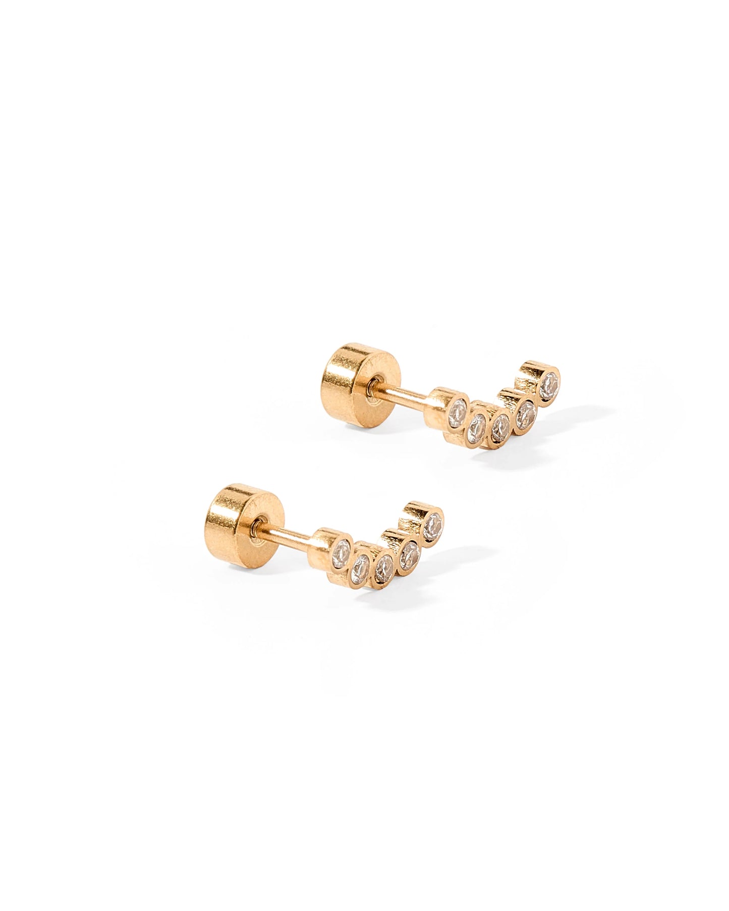 Abigail Sparkle Gold - Screwback Stud Earrings