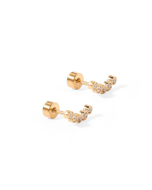 Abigail Sparkle Gold - Screwback Stud Earrings