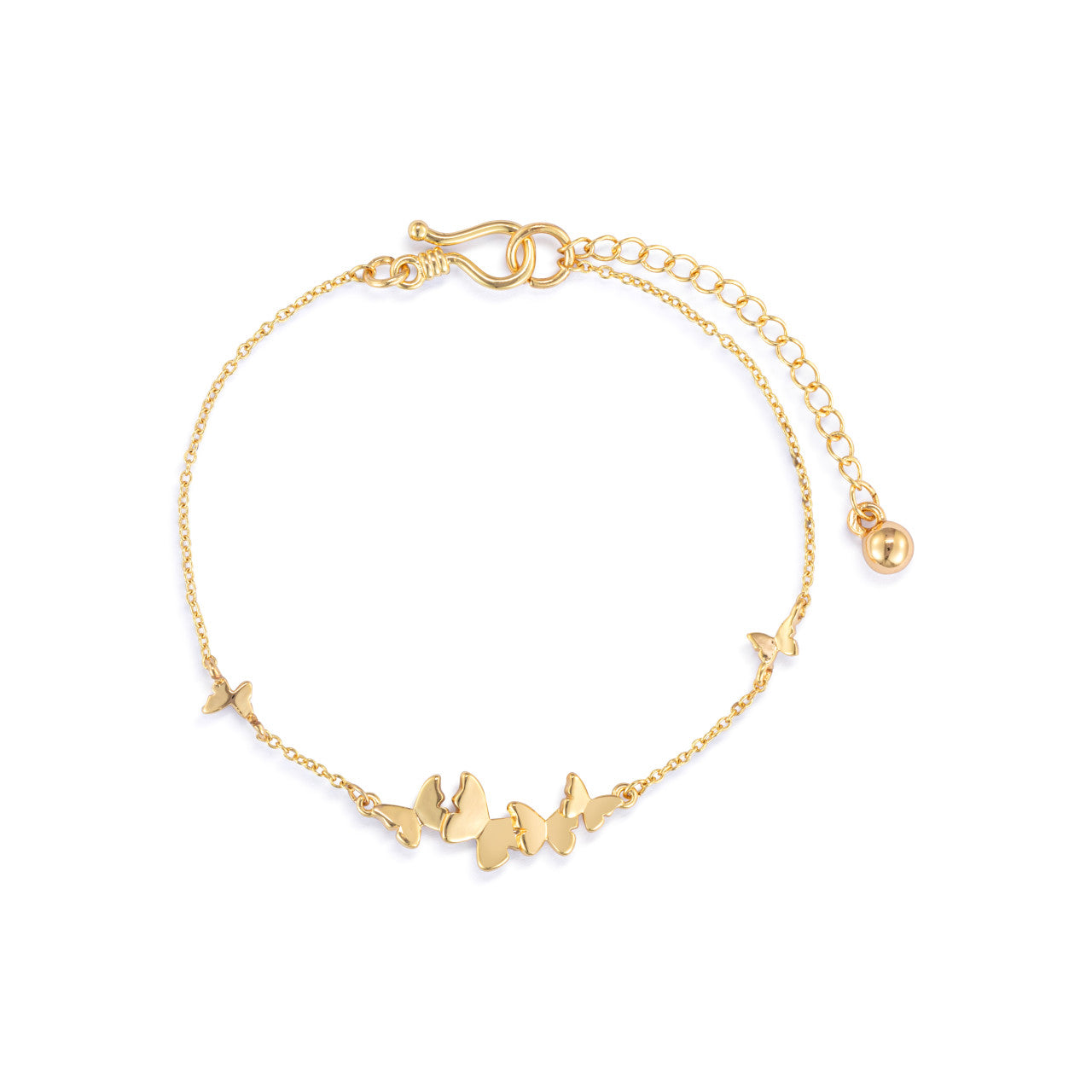 Butterfly Cluster Gold Bracelet - 6.5in