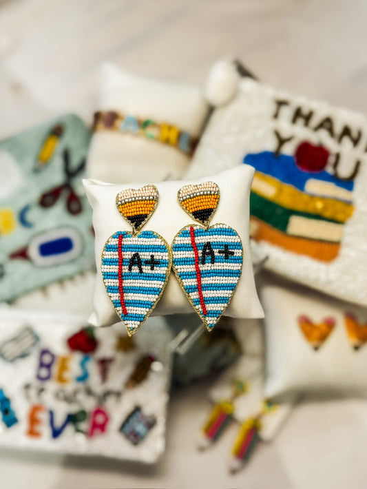 A+ Beaded Notebook Earrings