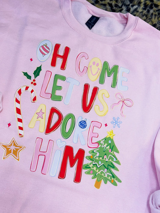 Oh Come Let Us Sweatshirt - Light Pink