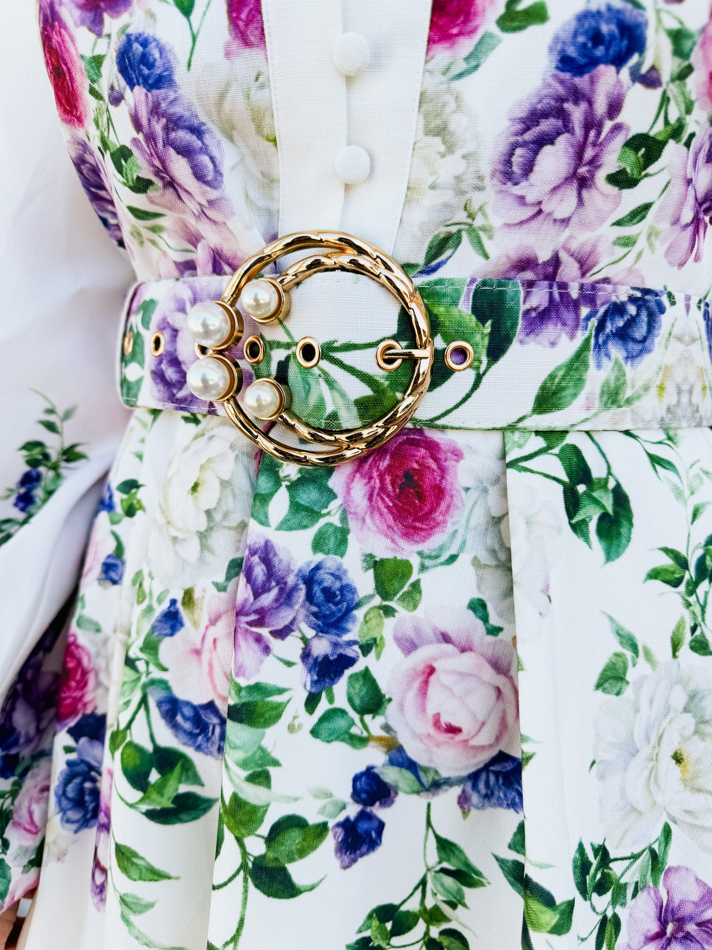 Planting Roots Floral Print Detail Short Dress - Off White