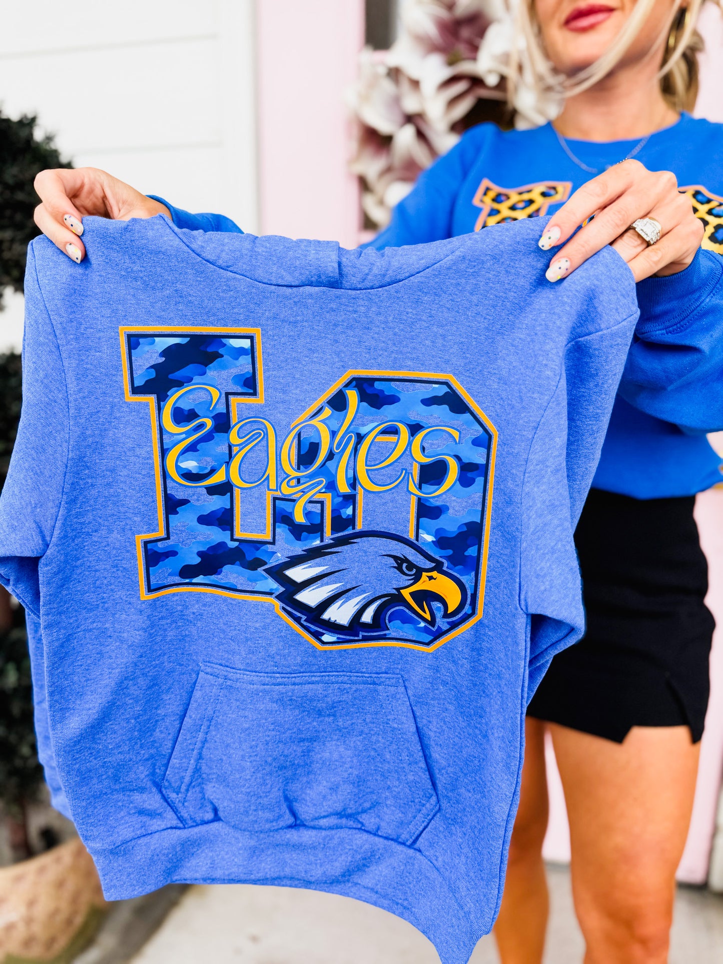 JM + Live Oak New Logo Camo Hooded Sweatshirt - Washed Royal - Youth