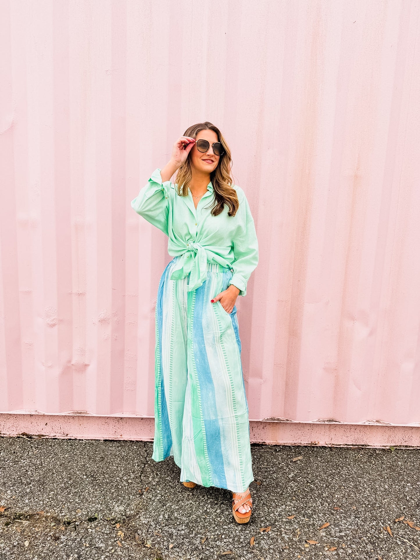 Elan Collared Button Down Top - Mint