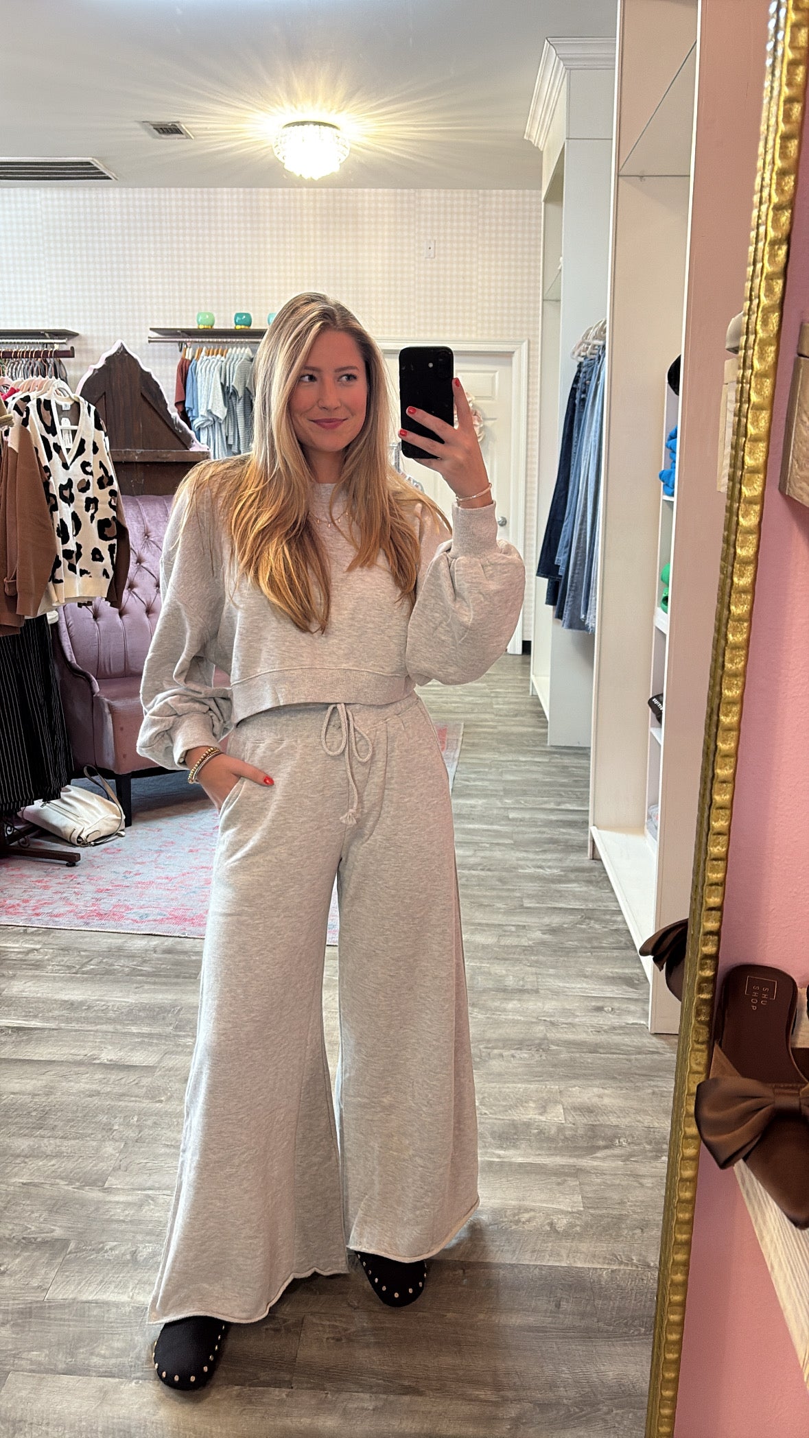 Fall Favorite Rib Wide Leg Sweatpants - H. Grey