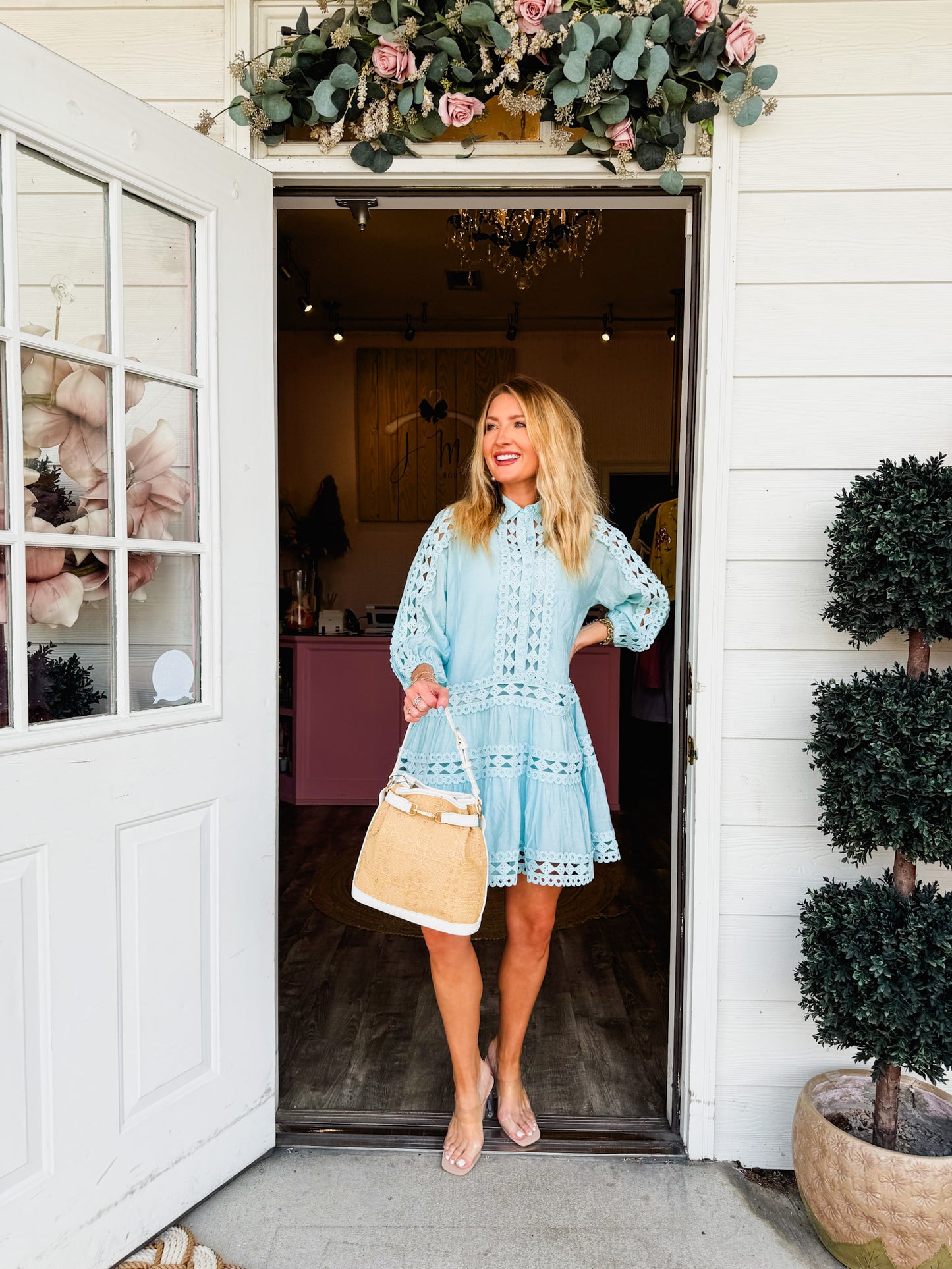 Elan 3/4 Sleeve Dress - Blue Bright