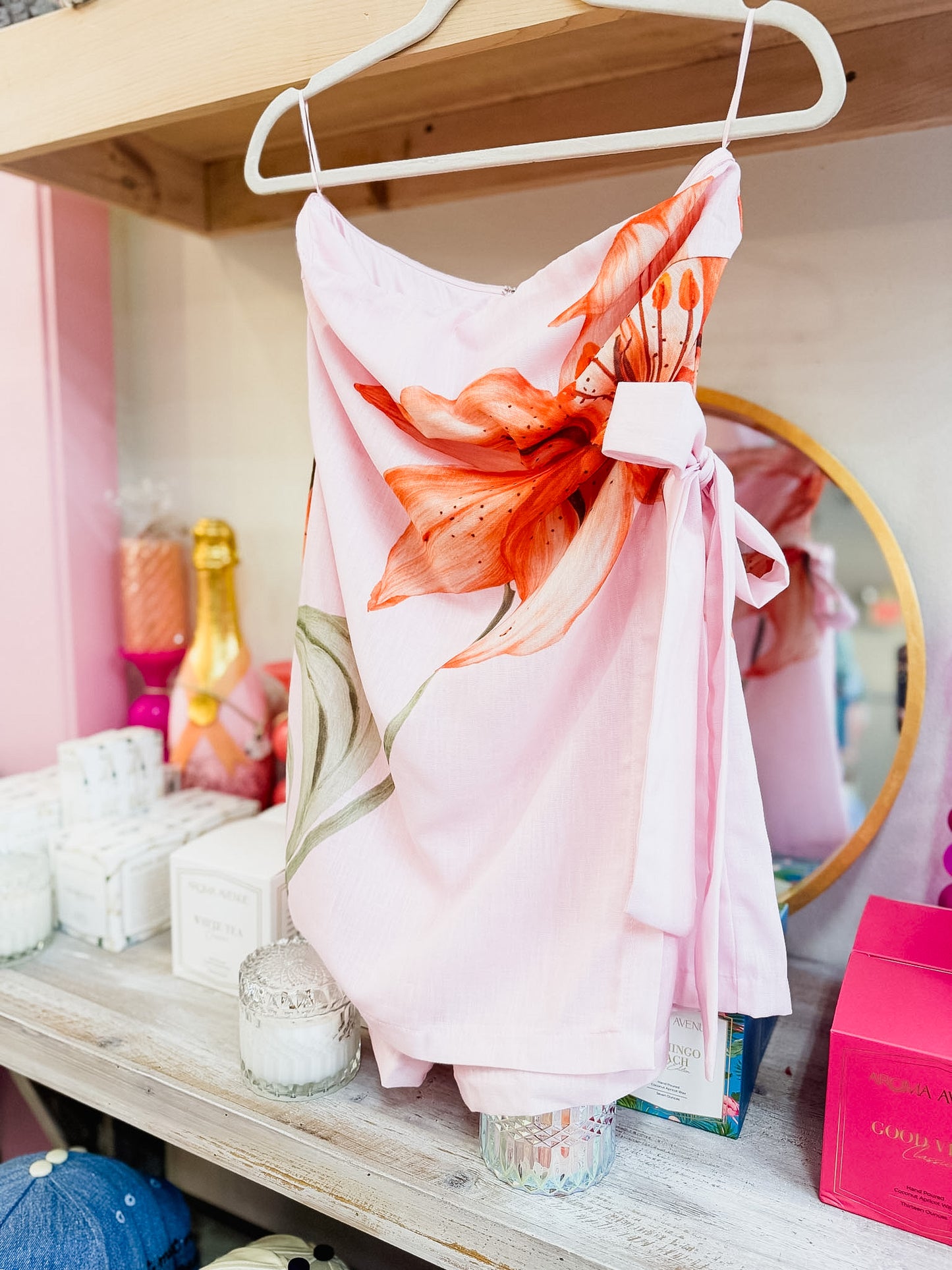 Obsession Strapless Wrap Romper - Pink Floral