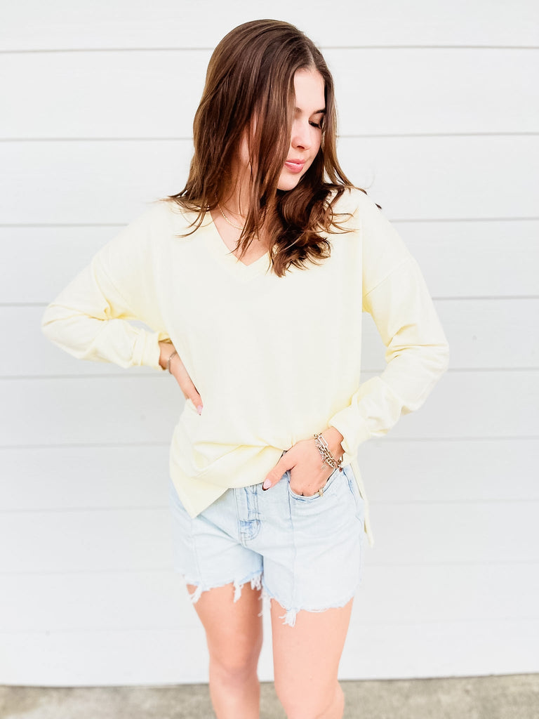 Z Supply Modern V-Neck Weekender -  Mellow Yellow