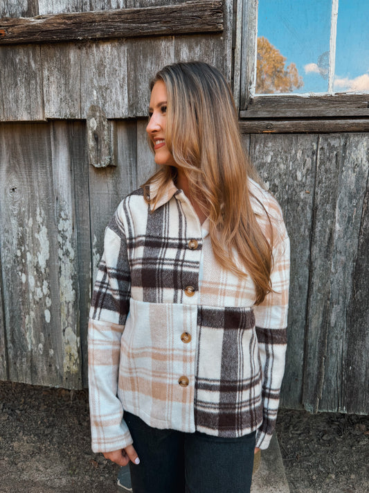 Plaid Patchwork Coat - Multicolor
