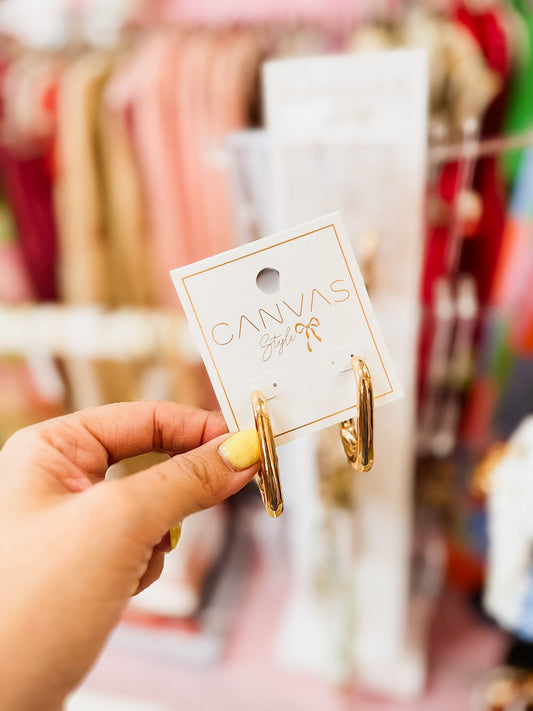 Halston Mod Hoop Earrings in Shiny Gold