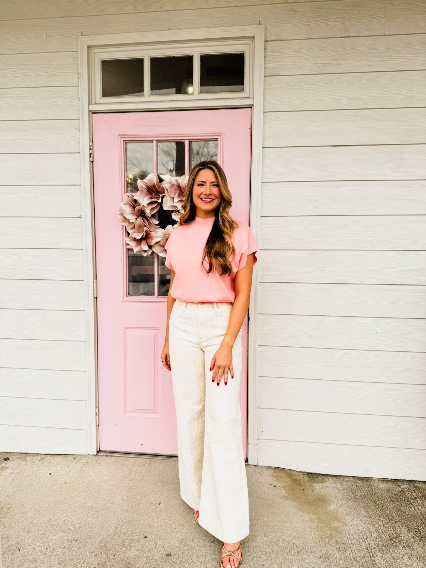 Must Have Mock Neck Short Sleeve Top - Apricot