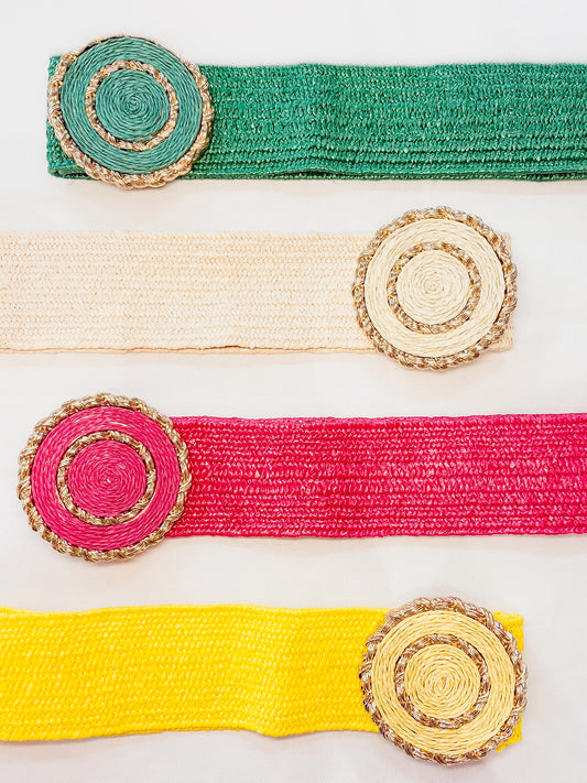 Faux Straw Elastic Belt