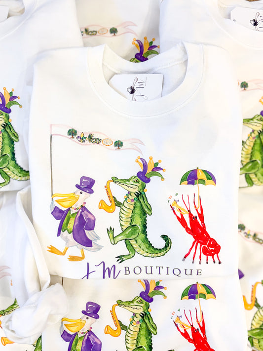 JM Mardi Gras Sweatshirt - White