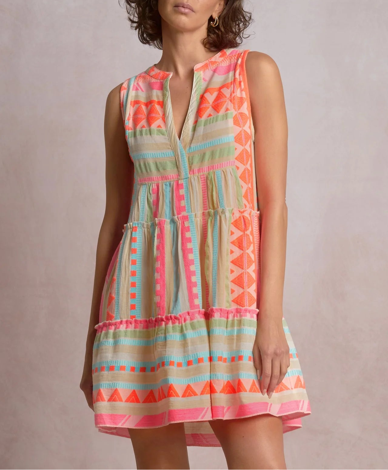 Elan Venus Dress - Neon Aztec