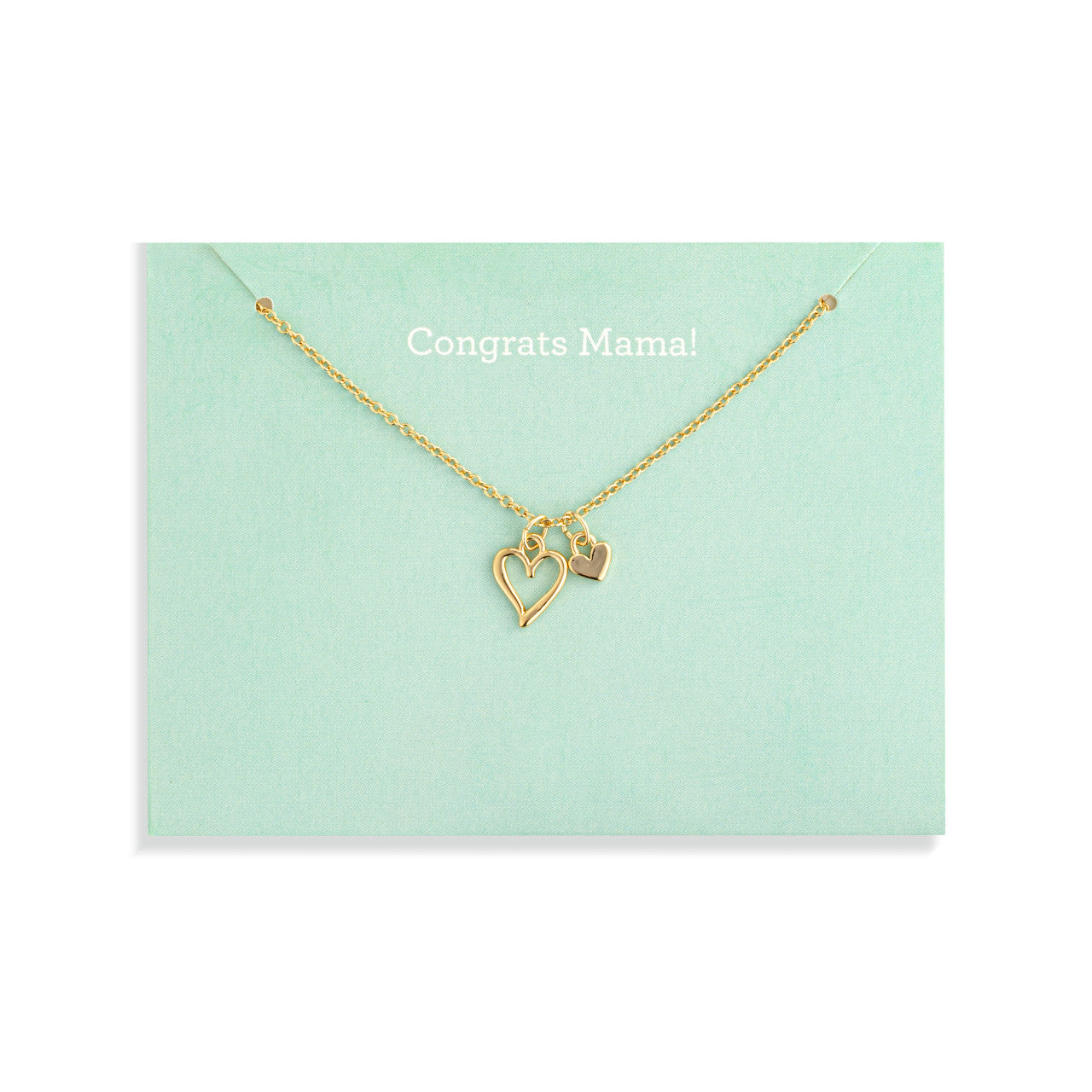 Congrats Mama Floral Card & Gold Heart Necklace - 16in