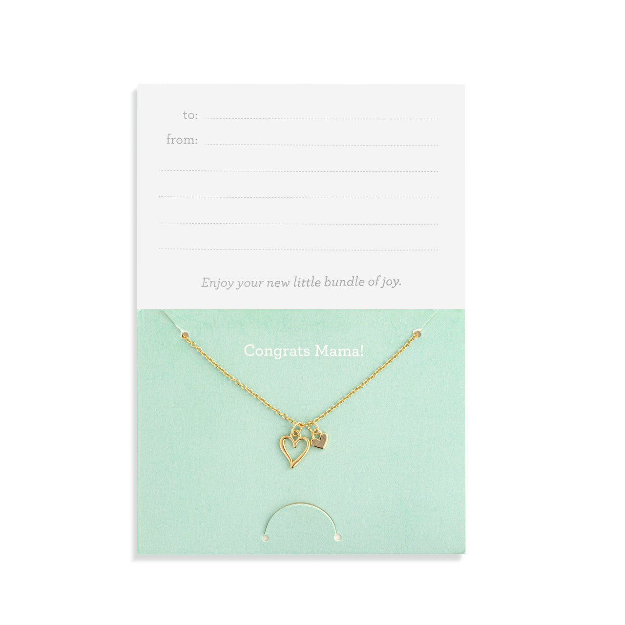 Congrats Mama Floral Card & Gold Heart Necklace - 16in