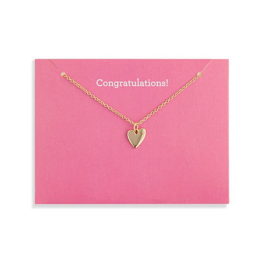 Congratulations Floral Card & Gold Heart Necklace - 16in