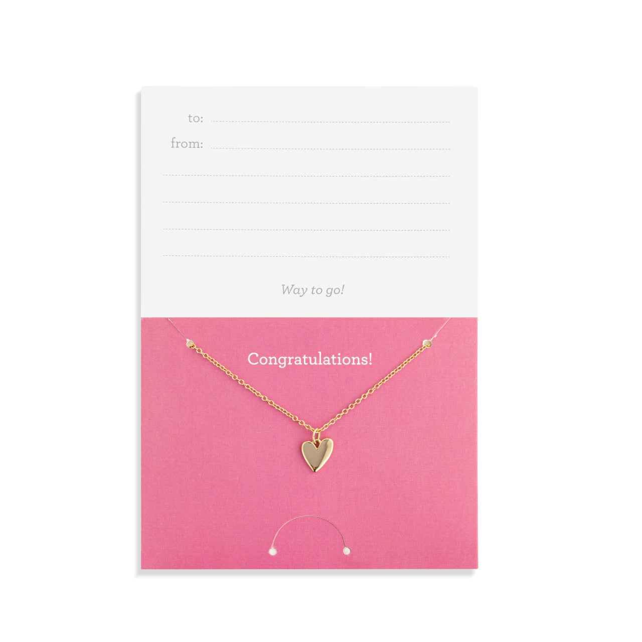 Congratulations Floral Card & Gold Heart Necklace - 16in