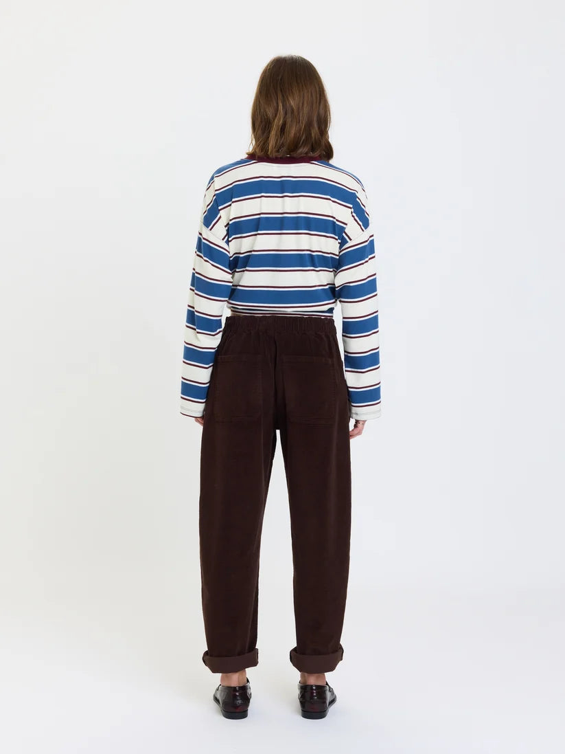 Daze Villa Drawstring Barrel Leg Pant - Chocolate